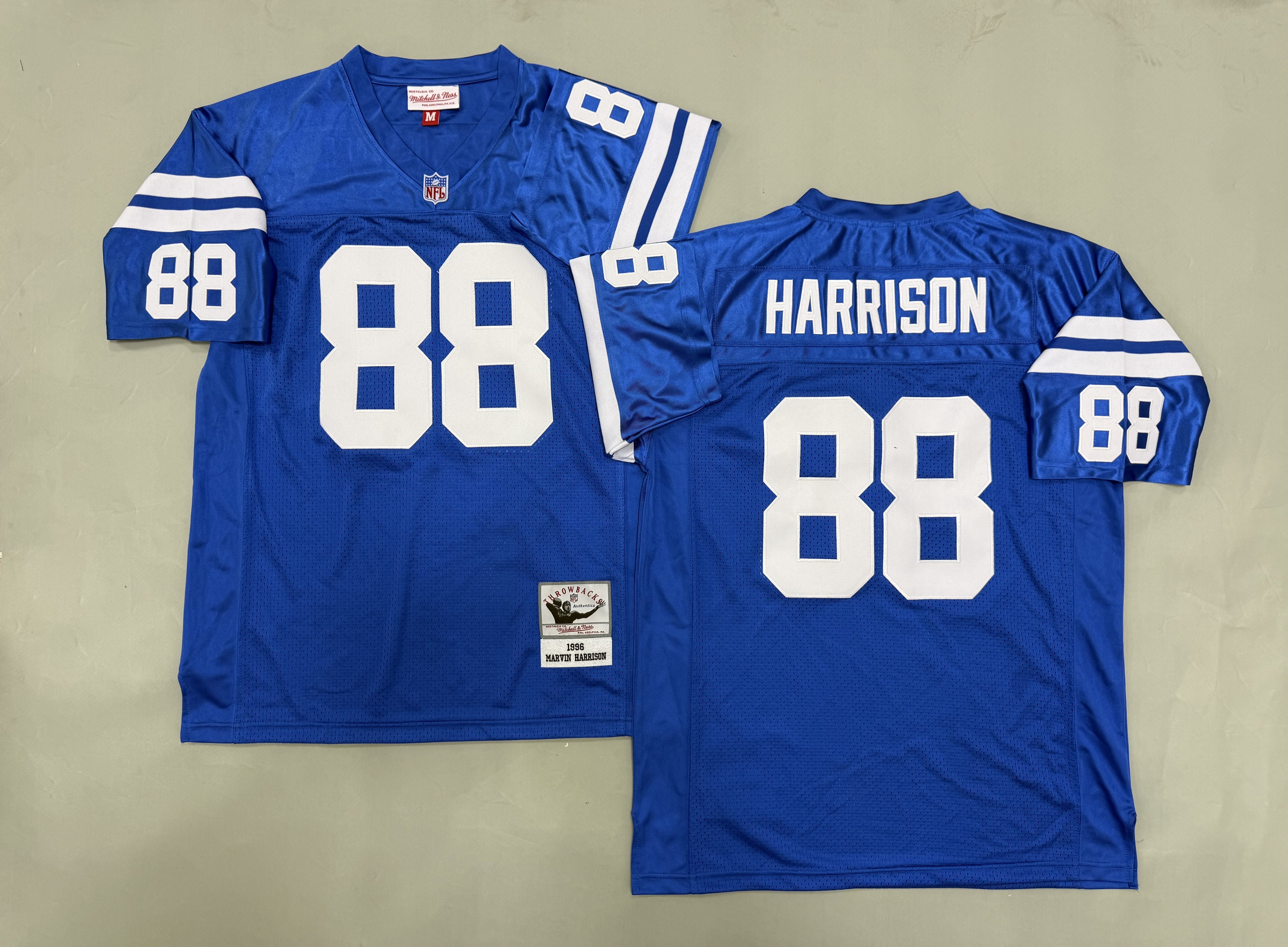 Men 2026 Indianapolis Colts #88 Harrison Blue Throwback Game NFL Jersey 001